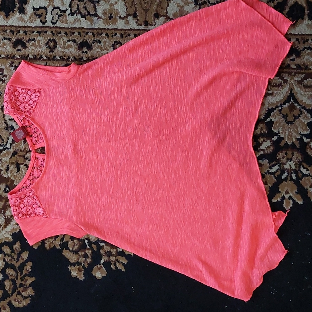 💎Arizona Girls short sleeve top sharktail bottom; Color:Coral,Size:Medium 10/12